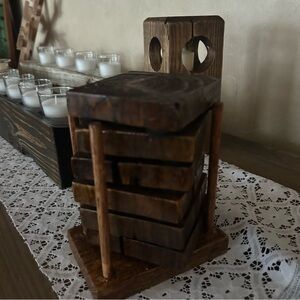 Rustic Wooden Coaster Set of 6